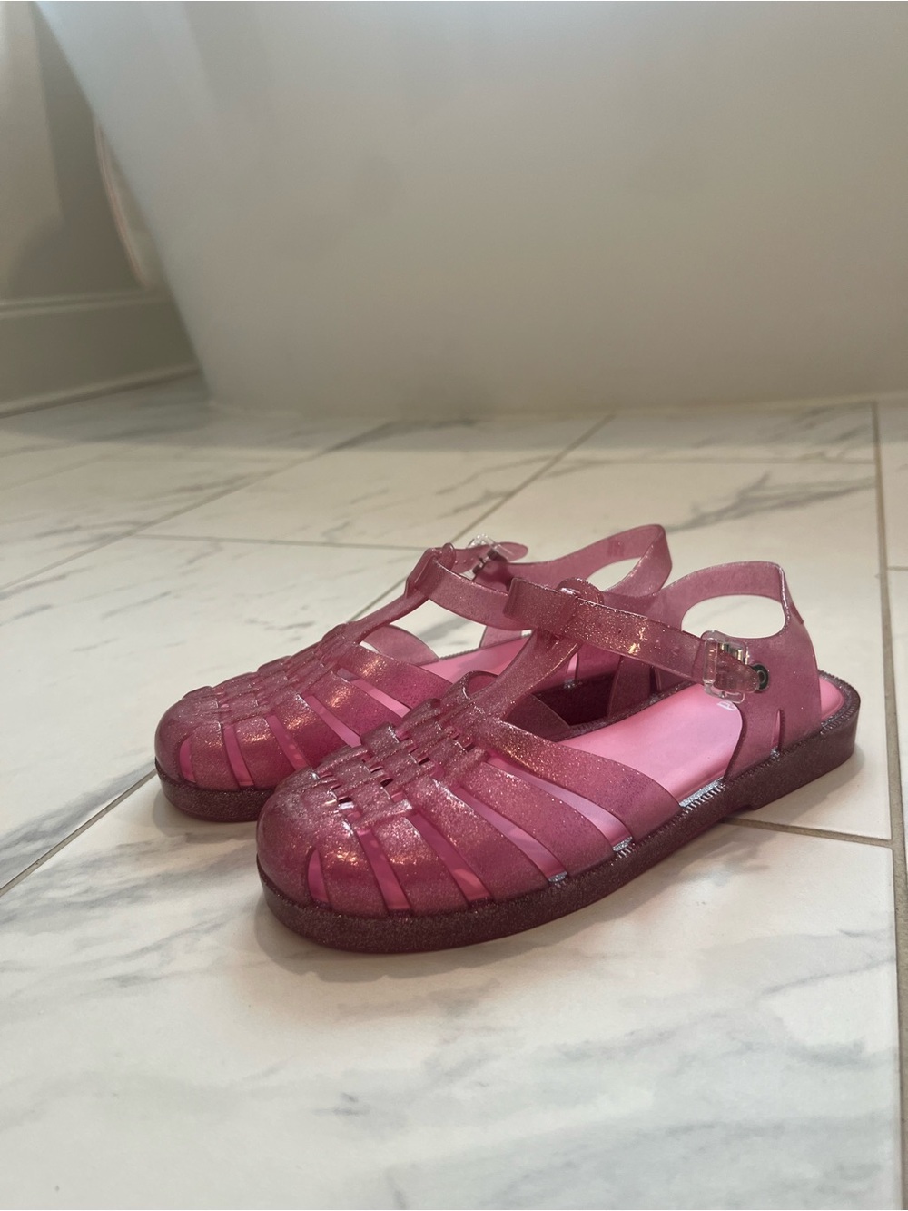 Melissa women’s Pink Glitter Jelly Sandals - 7